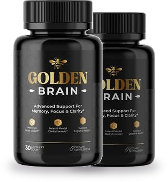 2 bottles of Golden Brain focus and clarity support capsules